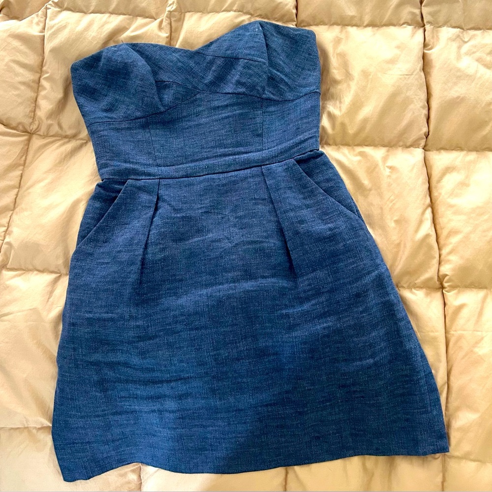 MILLY soft denim strapless dress